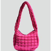 Gianna Mini Slouchy Quilted Puffer Puffy Tote Hot Pink - £43.63 GBP