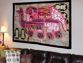 Indian Vintage Cotton Wall Tapestry Ethnic Elephant Hanging Decor Hippie X21 - £19.18 GBP