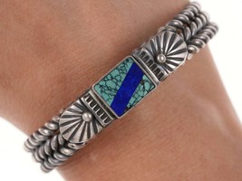 David Reeves navajo Sterling Spiderweb turquoise/lapis cuff bracelet - £442.49 GBP