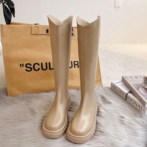 Orm knee high boots slip on block heel footwear women thick high heels pu leather shoes thumb200