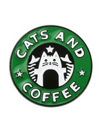 Cute Mermaid Cats &amp; Coffee Enamel Pin Creative Cat - Starbucks - Perfect... - $7.68