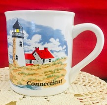 Connecticut souvenir coffee mug lighthouse, sea shore &amp; boats sign S.W. ... - $11.88