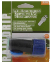 Drip Irrigation Swivel Adapter 3/4&quot; Inl/Hose x 1/2&quot; Out/Comp, Rain Drip ... - $0.99