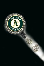Oakland A's Athletics work Retractable Reel ID Badge Holder nurse cna se... - $4.80
