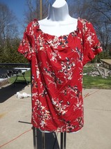 Nwt French Laundry Red Floral Print Top L - £12.56 GBP