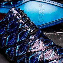 Marco Di Milano Genuine Pirarucu Exotic Lace-Up Shoes Olivieri Royal Blue image 8