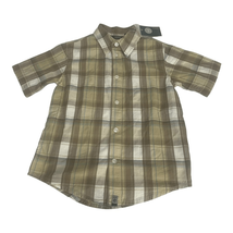 Mexx Youth Boys Brown Plaid Button Down Short Sleeved Shirt Size 6 US - £15.03 GBP