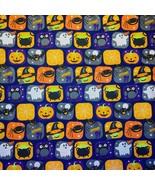 Halloween Fabric October 31 Ghost Bats Owls Spiders Pumpkin Witch 69&quot; X 44&quot; - £12.66 GBP