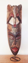 Mask African Elephant Aboriginal Tribal Face Hand Carved Wooden Folk Art 19&quot; - £39.95 GBP