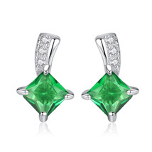 Emeralds Earrings S925 Silver Ear Stud for Women - £5.01 GBP
