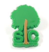 VTG SC South Carolina Sabal Palmetto Tree Green Brown Plastic Lapel Pin Souvenir - £7.46 GBP