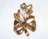 Authenticity Guarantee 
Antique 18K Gold Flower Bouquet Brooch 10.5 g Rubies ... - $812.25