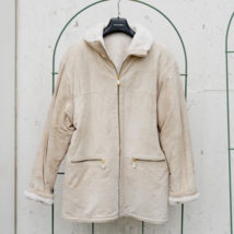 Vtg Suede Leather Faux Shearling  Coat Jacket Reversible Tan WINLIT NY Ladies L - £73.99 GBP