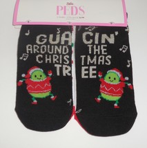 Justice Girls S/M Peds Socks Guacin Around The Christmas Tree Black White 2 Pair - £8.64 GBP