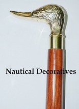 36&quot; Antique Brass Embossed Wooden Walking Stick/Duck Brass handle - £25.42 GBP