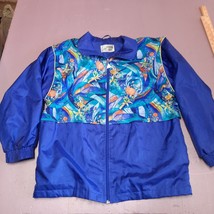 Vintage Casual Isle Windbreaker Jacket Women Large Blue Lined 80s 90s Track - £25.43 GBP