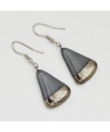 Earrings handmade painted grey with platinum, circle sector - $30.04 CAD