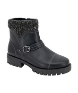 JSport Womens Boots Black Combat Ankle Cushioned Memory Foam Traction Zi... - $82.78 CAD