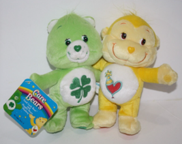 Care Bears Good Luck Playful Heart Monkey Cuddle Pair 7&quot; Plush Stuffed S... - £37.81 GBP