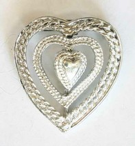 Gerry&#39;s Elegant Silver-tone Heart Brooch / Pendant 1960s vintage 1 1/2&quot; - £9.70 GBP