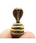 MINI STATUE DE SERPENT ROI COBRA THAI PETITE AMULET EN LAITON TALISMAN D... - $27.02