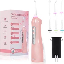 Water Flosser for Teeth, 200ML Cordless Water Flosser 360°Rotable Nozzle (Pink) - £25.48 GBP