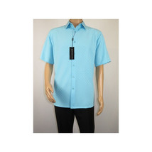 Men Short Sleeve Sport Shirt by BASSIRI Light Weight Soft Microfiber 61981 Teal image 2