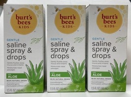 Burt&#39;s Bees Kids Gentle Saline Spray &amp; Drops 1.5 Oz Pack of 3 Exp 03, 05/2024 - £18.91 GBP