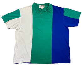 Vtg 90s Mto International Vertical Striped Henley Colorblock Shirt Mens Xl Boxy - £15.81 GBP