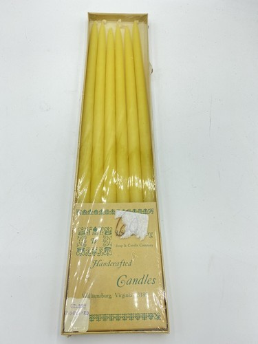 Vintage Williamsburg Soap &amp; Candle Co Handcrafted Slim Yellow Tapers Six - £18.48 GBP