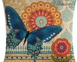 Handcrafted ~ European ~ Retro ~ Butterfly &amp; Floral ~ 17.7&quot; Pillow Cover... - $28.05