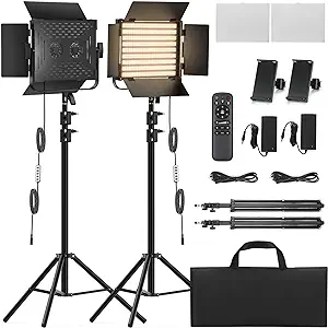 Rgb Photography Video Lighting Kit, 2 Pack 50W Bi-Color Energy-Saving Le... - £221.81 GBP
