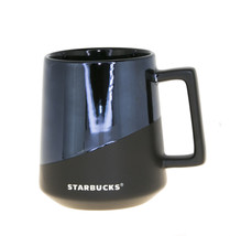 Starbucks Black Half Matte Half Glossy Ceramic Stackable Coffee Mug Cup 14 oz - £38.21 GBP