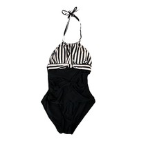 NWT Tempt Me Swimsuit Womens Small Black White Halter Tie One-Piece Slim... - £18.42 GBP