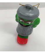 Vintage Oscar the grouch hand painted Christmas tree ornament holiday decor - $19.75