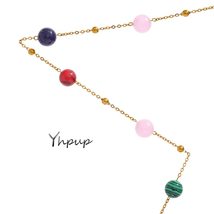 Yhpup Colorful Natural Stone Beads Stainless Steel Necklace Long &amp; Short Chain S - £19.57 GBP