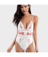 NWT TOBI belong to you white floral embroidered boho high cut one piece ... - $46.44 CAD
