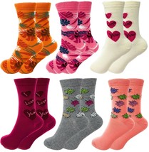 Luxury Combed Cotton Crew Socks for Women Colorful 6 Pairs Size 9-11 - £11.71 GBP