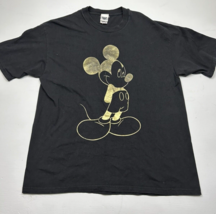 Vintage Disney Catalog Mickey Mouse Single Stitch Black Gold Tshirt L/XL Tee USA - £28.68 GBP