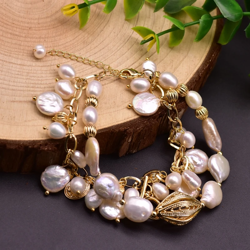 Real Fresh Water Baroque Pearl Charm Baralets For Women Wedding Girls Vintage Je - $54.79