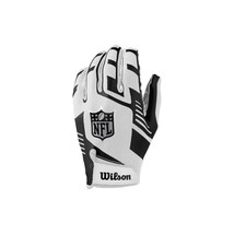 Wilson NFL Youth Medium Stretch-Fit Receivers Football Gloves White / Bl... - £15.49 GBP