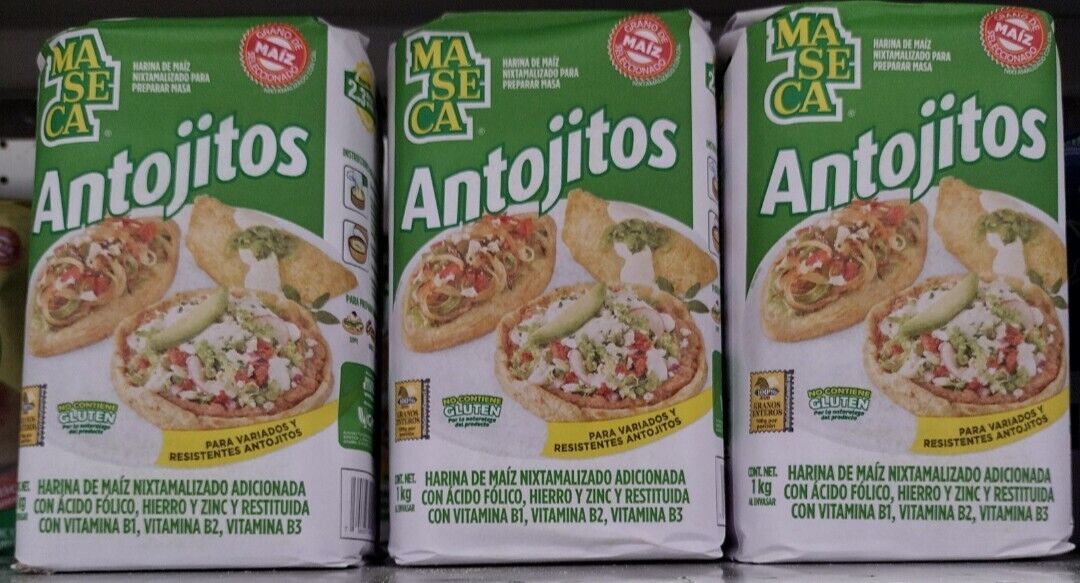 Primary image for 3X MASECA HARINA ANTOJITOS FLOUR - 3 BOLSAS 1 KILO c/u - FREE PRIORITY SHIP