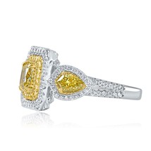 GIA Certified 2.12 TCW Fancy Yellow Radiant Brilliant Cut Diamond Ring 18k - £5,966.80 GBP