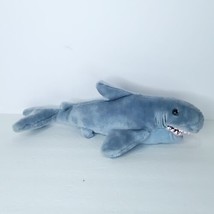 WILD REPUBLIC Great White Shark 16” Plush Stuffed Animal Ocean Rubber Teeth Blue - £19.73 GBP