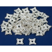 Bali Spacer Square Beads Silver Plated 8mm 50Pcs Approx. - £5.41 GBP
