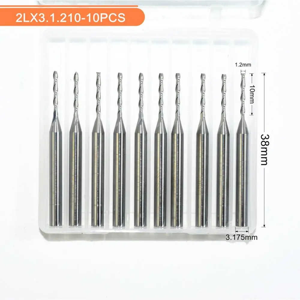 3.175mm*1.2mm*10mm,10pcs,Free shipping 2 Flutes End Mill,CNC milling Cutter,Soli - $282.13