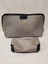 Vintage GUCCI Micro GG Large Cosmetic Toiletry Bag Clutch &amp; Small Pouch ... - £79.12 GBP