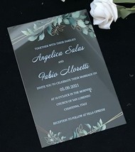 Green Leaves 10pcs Custom Acrylic Wedding Invitation,Acrylic Birthday Invitation - £25.73 GBP