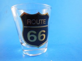 Vintage Route 66 Souvenir  shot glass  Black &amp; Gold - $6.23