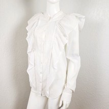 Paige Women&#39;s Ivory White Farren Ruffle Top Long Sleeve Shirt Sz XS - £18.64 GBP